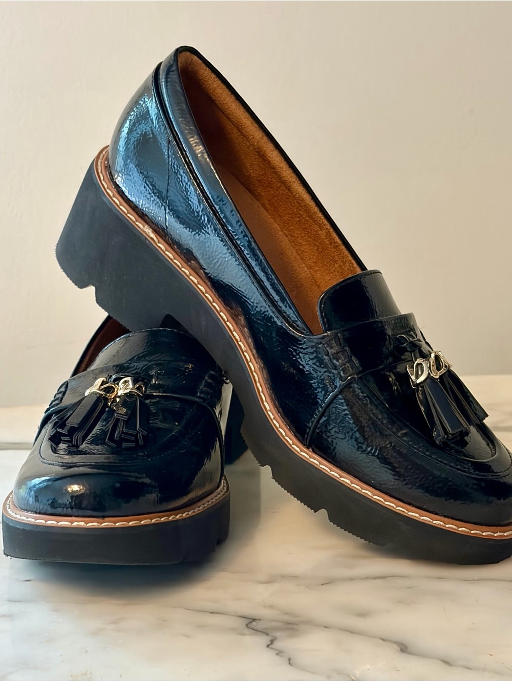 Naturalizer Black Patent “Committed” Tassel Platform Loafers